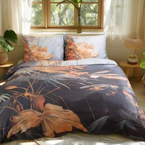 Постільний комплект з бавовни-сатин Листя 12402 Darymex satynlove premium