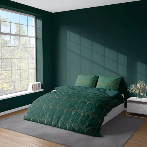 Постільна білизна з мікрофібри 5023 A złote art deco Detexpol, - зелена пляшка