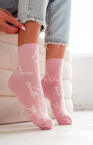 Шкарпетки жіночі бавовняні 0200 Kontury Kota Milena,- рожевий