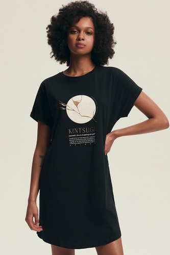 Жіноча нічна сорочка Henderson Dairoku 43729– бавовняна  чорний