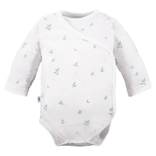 Дитяче боді з довгим рукавом  Eevi, - білий\листочки