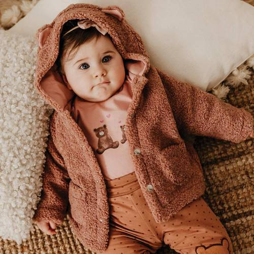 Дитяча плюшева куртка Hearts & Bears баранчик Eevi, - рожева