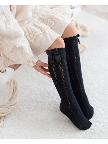 1382 Підколінки дитячі ажурні з бантиком – Milena