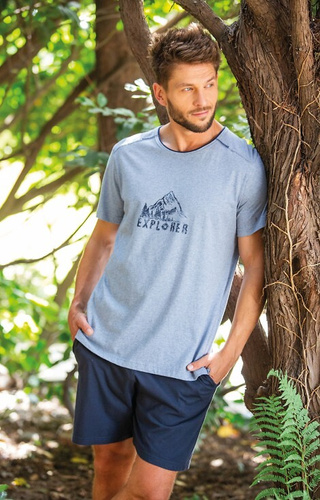 Піжама чоловіча MNS 628 Key - синій меланж