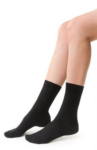Шерстяні шкарпетки жіночі в рубчик ART.130 Natural Merino Wool Steven, 003 чорний - вовна мериноса