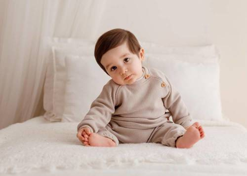 Дитяча кофта в рубчик на гудзиках Pure Koala, - бежевий