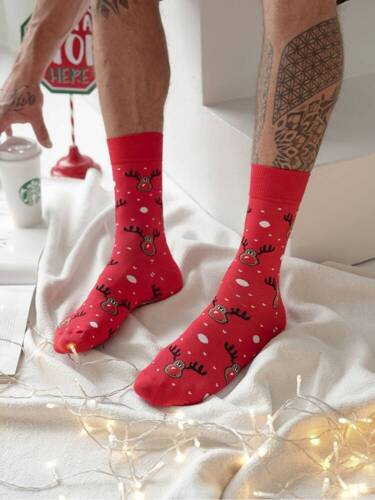 Чоловічі новорічні шкарпетки 1290 Milena - 02 сірий