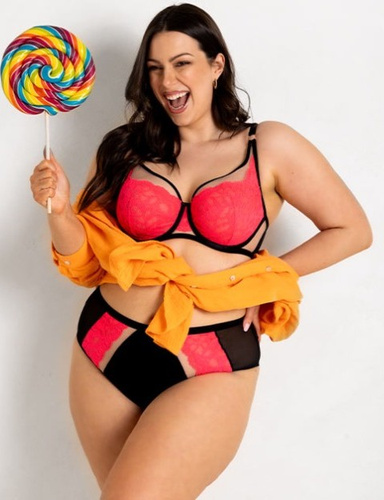 Бюстгальтер Funny Plunge 19232 Mediolano чорний + флуо