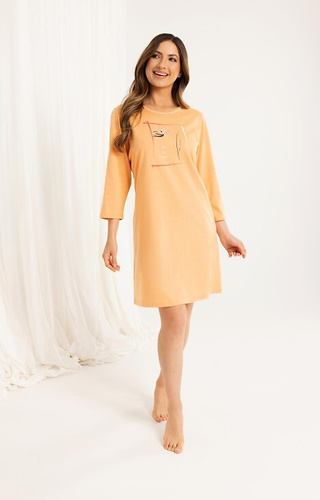 Жіноча нічна сорочка 166 бавовняна – рукав 3/4, принт, до колін