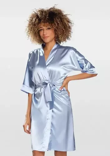 Сатиновий халат жіночий 100 Dkaren, - блакитний