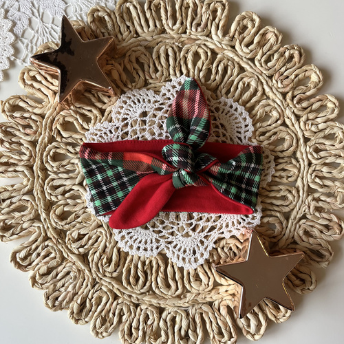 Святкова пов’язка Pin-up у червоно-зелену клітинку для дівчинки Mamatti OP02 Merry Christmas