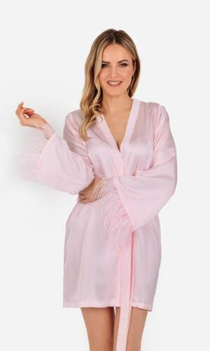 Халат жіночий сатиновий Marie ByShelly,- пудрово-рожевий