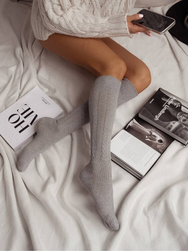 Підколінки жіночі 0330 Ażur Warkocz Milena, - сірий