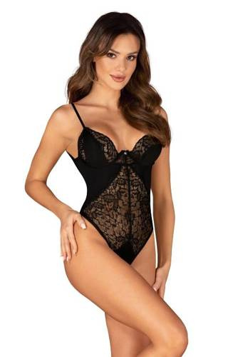 Жіноче боді Bellastia Crotchless Teddy Obsessive, - чорне