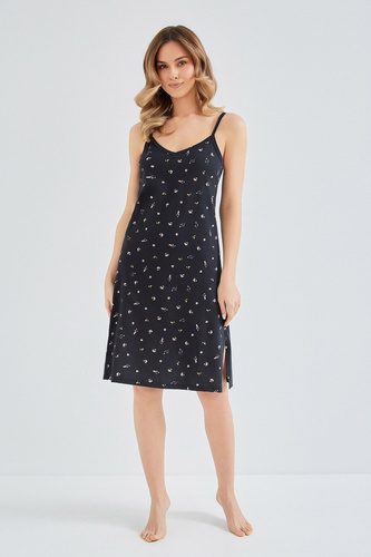 Taro 3609 Rosita нічна сорочка жіноча бавовна темно-синя на бретелях