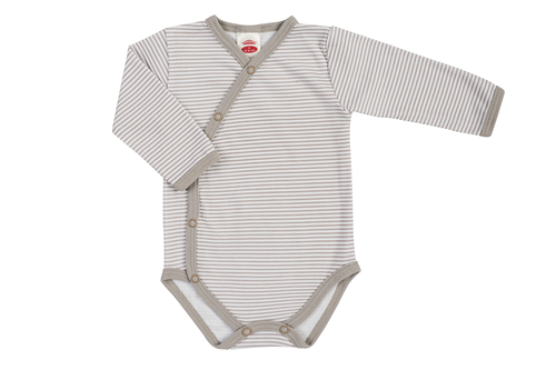 Дитяче боді з довгим рукавом 0327N "Strip Types" Makoma, - бежевий