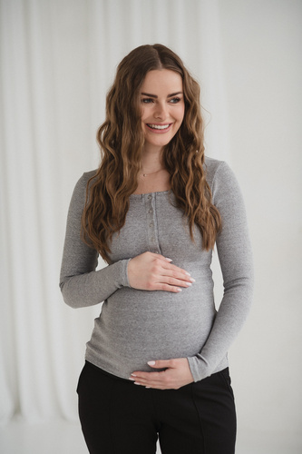 Блуза для вагітних і годування Tummy Milk&Love віскоза light gray melange