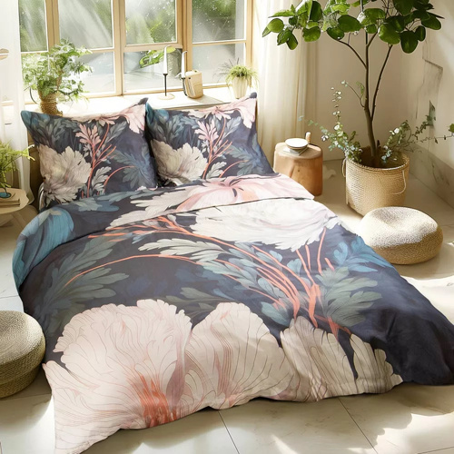 Постільний комплект з бавовни-сатин Квіти 12404 Darymex satynlove premium